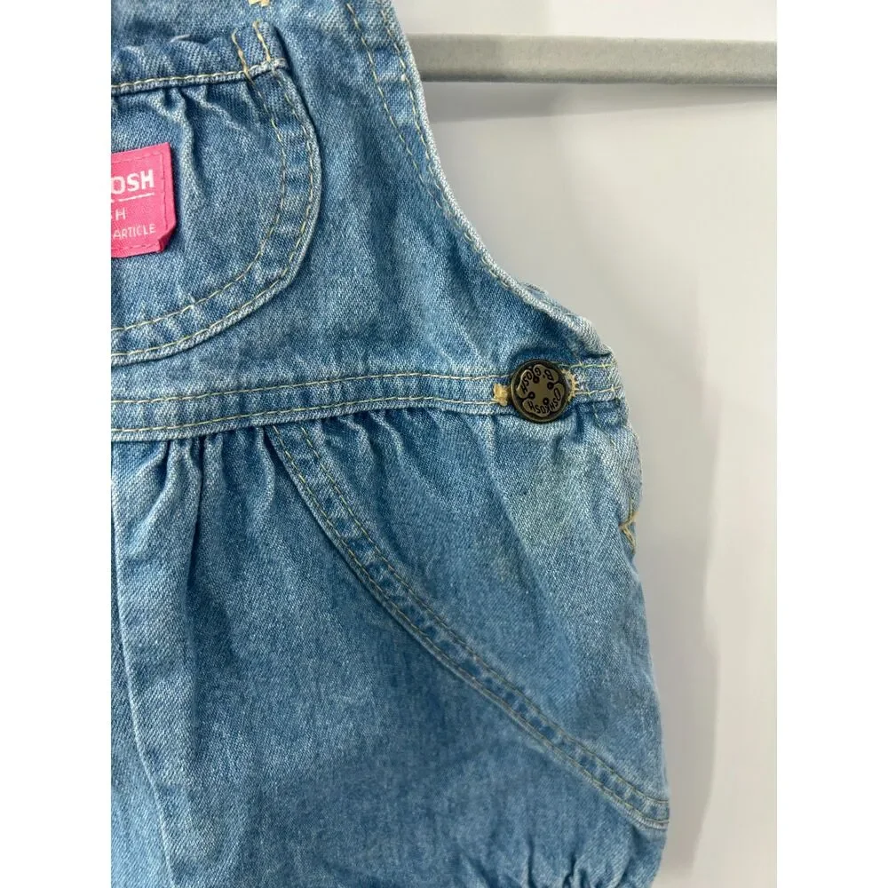 Vintage OshKosh B'gosh Baby Blue Denim Bubble Overalls 18M Made in USA 90s